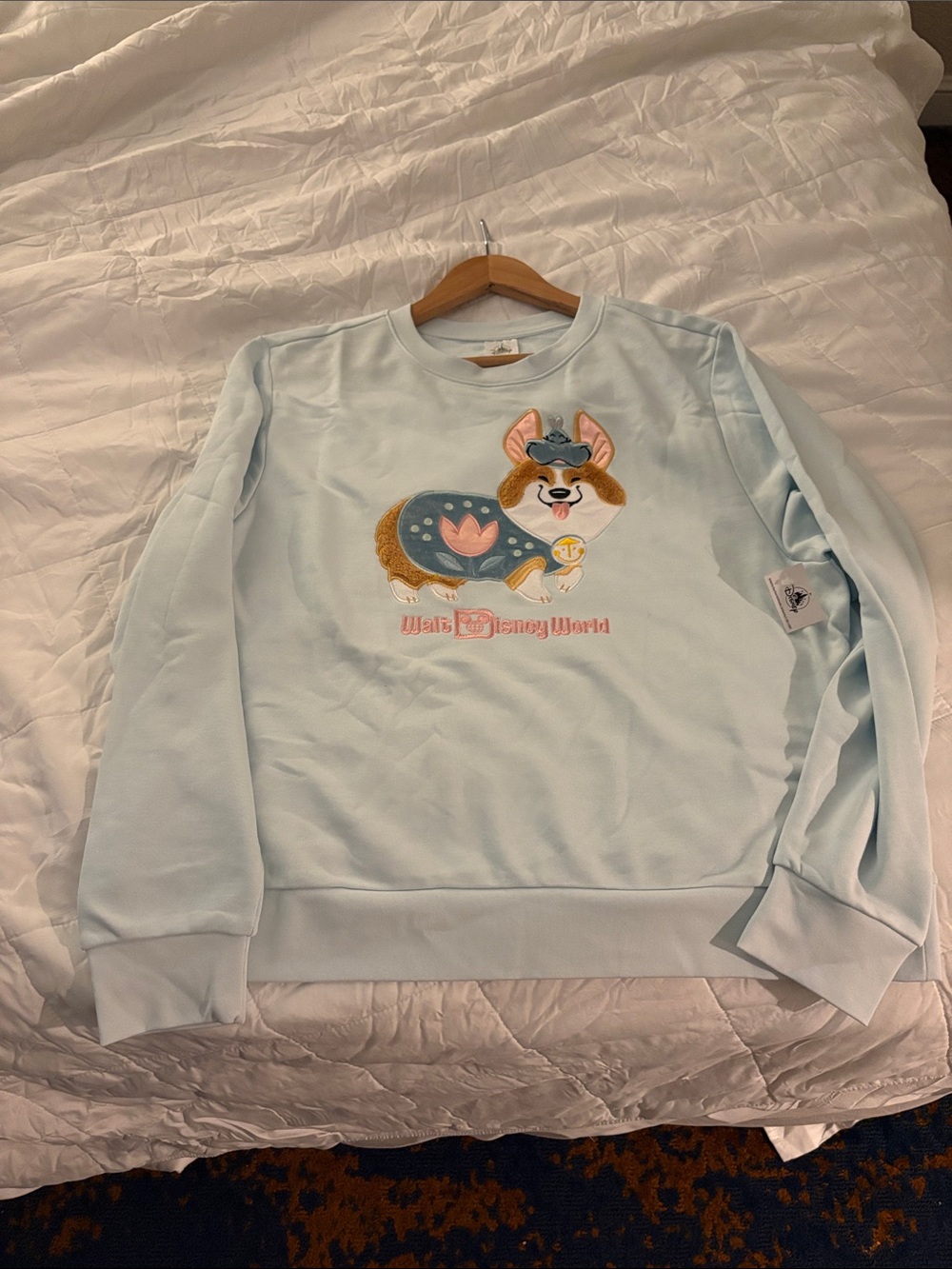 2026 Official Disney Parks Halloween merch Pastel Blue Corgi Pullover Sweatshirt